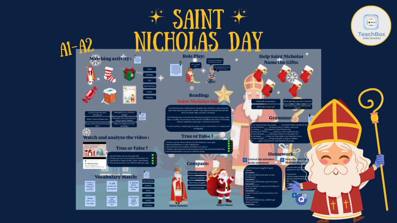 Product image - Saint Nicholas Day themed board for levels A1–A2