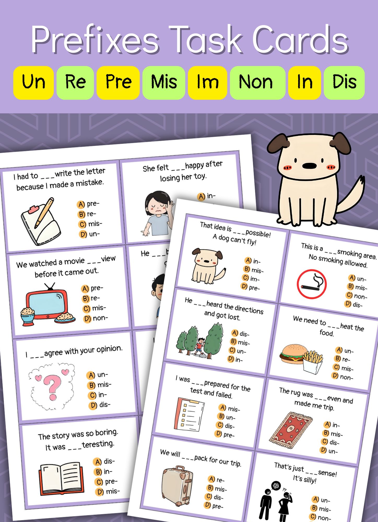 Product image - Prefix Task Cards – Multiple Choice.